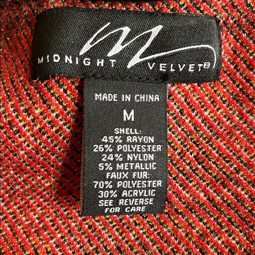 Midnight Velvet Boho Multicolor Penny Lane style Cardigan Coat Black Faux Fur M - Picture 15 of 17